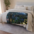 Robot Tending Starlight Garden (Edition VI) — 50×60 Plush Throw Blanket — Draped Over Sofa & Bed Lifestyle View