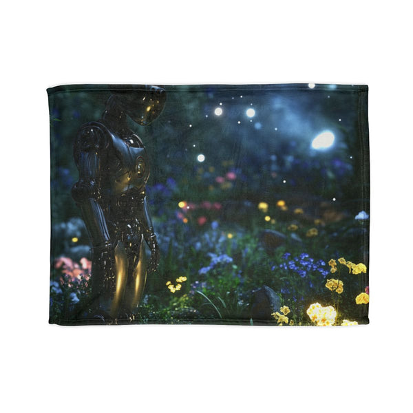 Robot Tending Starlight Garden (Edition VI) — Plush Fleece Throw Blanket — Full Spread Plush Fleece Artwork View