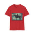 Robotic Centaur in Data Storm Graphic Unisex Softstyle T-Shirt - Red Variant