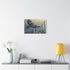 Robotic Eagle Soaring Above City (Edition II) — 24×16 Canvas Wall Art — Living Room Wall Lifestyle View