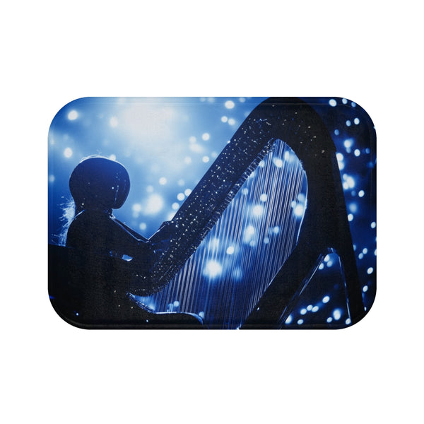 Robotic Harp Playing Stardust Music — Memory Foam Bath Mat — Top-Down Memory Foam Bath Mat View