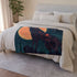 Robotic Wolf Howling at Circuit Moon Plush Fleece Throw Blanket