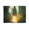Rocket Launching from Jungle Platform — 50×60 Plush Throw Blanket — Full Flat Artwork View