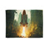 Rocket Launching from Jungle Platform — 50×60 Plush Throw Blanket — Full Flat Artwork View
