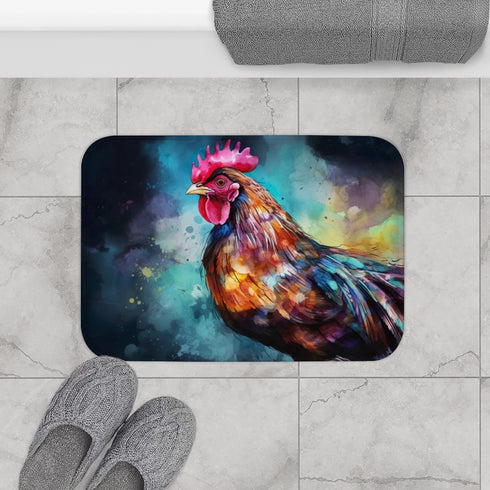 Rooster Chicken — Non-Slip Bath Mat — Bathroom Floor Lifestyle View