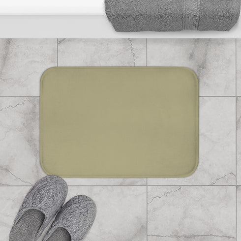 Minimalist Sage Green Botanical Leaf — Non-Slip Bath Mat — Bathroom Floor Lifestyle View