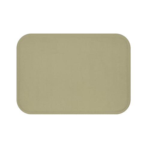 Minimalist Sage Green Botanical Leaf — Non-Slip Bath Mat — Top-Down Velvet Microfibre Artwork View