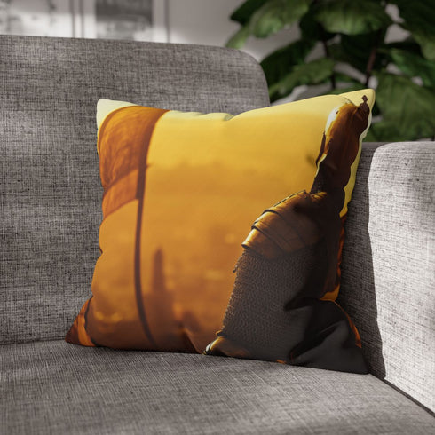 Saladin in Armor Overlooking Jerusalem — Double-Sided Cushion Cover — Sofa & Armchair Living Room Lifestyle View