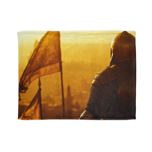 Saladin in Armor Overlooking Jerusalem — Plush Fleece Throw Blanket — Full Spread Plush Fleece Artwork View