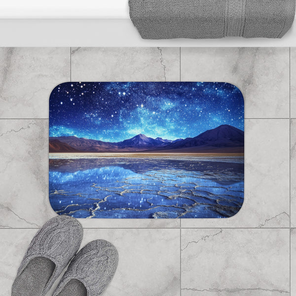 Salar De Uyuni Bolivia High in the Mountains Near T — 61×43 Memory Foam Bath Mat — Modern Bathroom Floor Lifestyle View