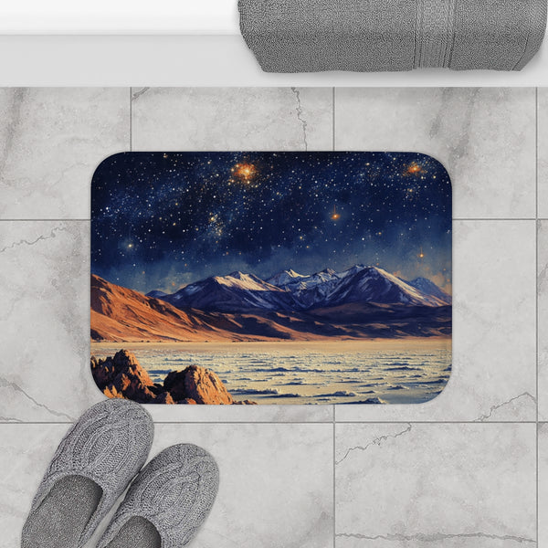 Salar De Uyuni Bolivia High in the Mountains Near T — 61×43 Memory Foam Bath Mat — Modern Bathroom Floor Lifestyle View