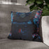 Samurai Helmet over Digital Grid — 40×40 Cushion Cover — Sofa & Living Room Lifestyle View