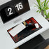 Samurai Helmet over Digital Grid (Edition V) — XXL Gaming Desk Mat — Gaming & Workspace Desk Setup View