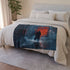 Samurai Walking Through Shattered Code — Plush Fleece Throw Blanket — Draped Over Sofa & Bed Lifestyle View