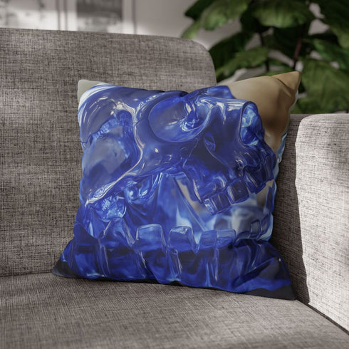 Sapphire Flames Licking Crystal Bones — Double-Sided Cushion Cover — Sofa & Armchair Living Room Lifestyle View