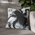 Shadow Creature Rising from Ink Puddle — Faux Suede Cushion Cover — Sofa & Living Room Lifestyle View