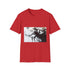 Shadow Creature Rising from Ink Puddle Graphic Unisex Softstyle T-Shirt - Red Variant