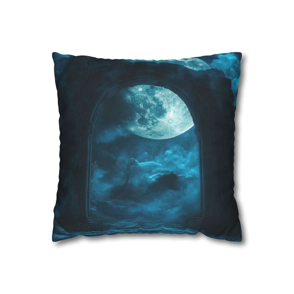 Shadow Gateway under Midnight Moon Double-Sided Square Cushion Cover