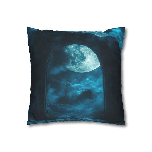 Shadow Gateway under Midnight Moon Double-Sided Square Cushion Cover