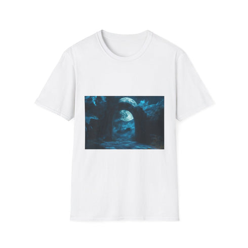 Shadow Gateway Under Midnight Moon Graphic Unisex Softstyle T-Shirt - Front View