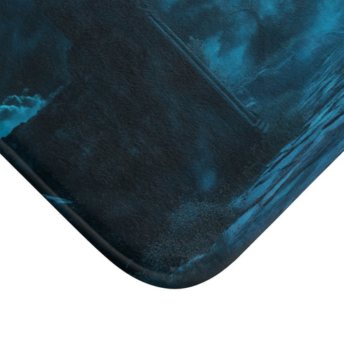 Shadow Gateway Under Midnight Moon — Memory Foam Bath Mat — Microfibre Texture Close-Up View