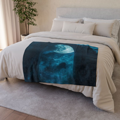 Shadow Gateway under Midnight Moon Plush Fleece Throw Blanket