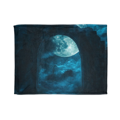 Shadow Gateway under Midnight Moon Plush Fleece Throw Blanket