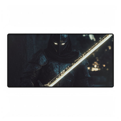 Shadow Knight with Glowing Sword — XL & XXL Desk Mat — Full Top-Down Artwork View