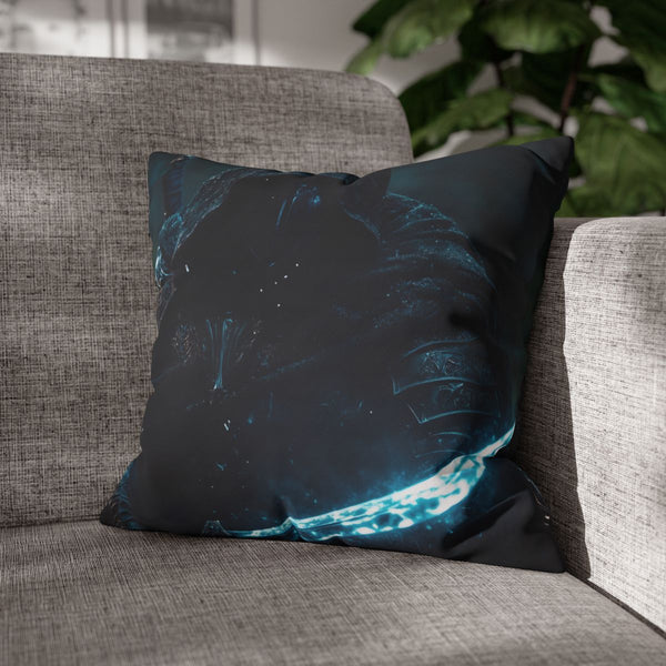 Shadow Knight with Glowing Sword (Edition V) — Double-Sided Cushion Cover — Sofa & Armchair Living Room Lifestyle View