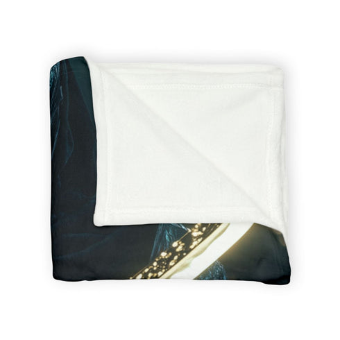 Shadow Knight with Glowing Sword Plush Fleece Throw Blanket