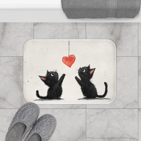 Shailea Two Very Cute Black Cats Luxury Memory Foam Bath Mat - Bathroom Lifestyle View