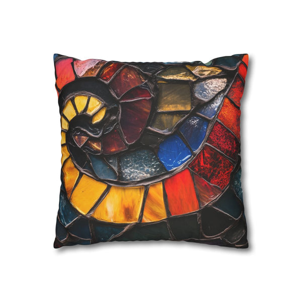 Shattered Stained Glass Forming Serpent Double-Sided Square Cushion Cover