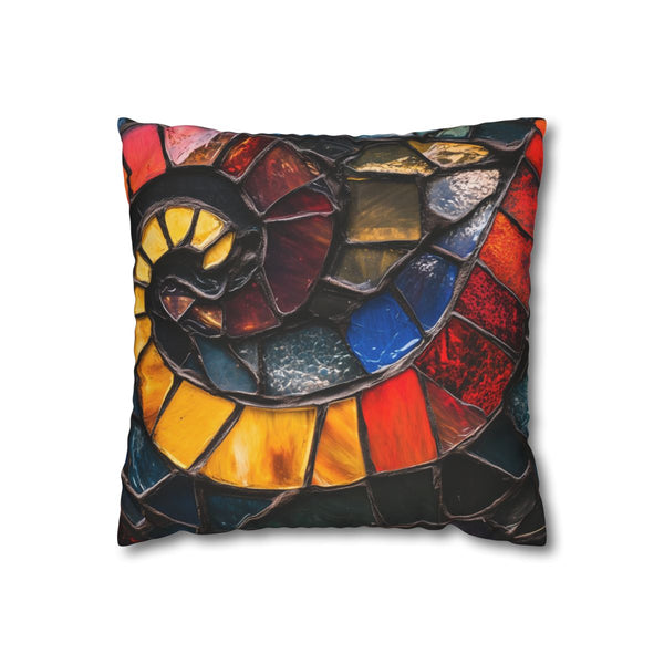 Shattered Stained Glass Forming Serpent Double-Sided Square Cushion Cover