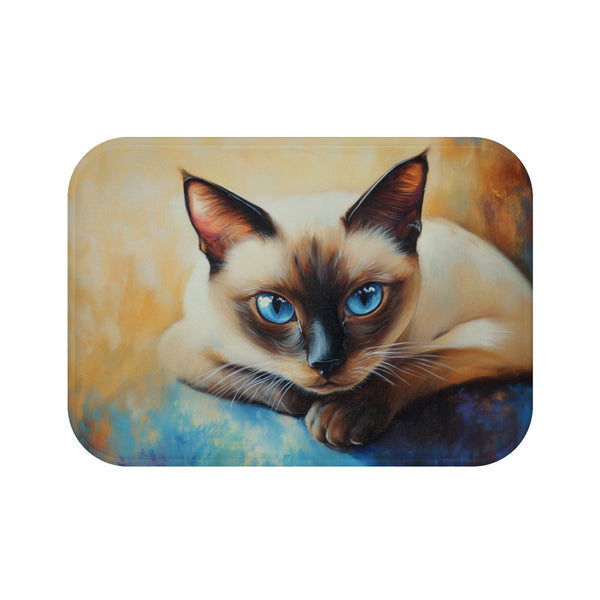 Siamese Cat Cat Cute Painting (Edition VI) — Memory Foam Bath Mat — Top-Down Memory Foam Bath Mat View