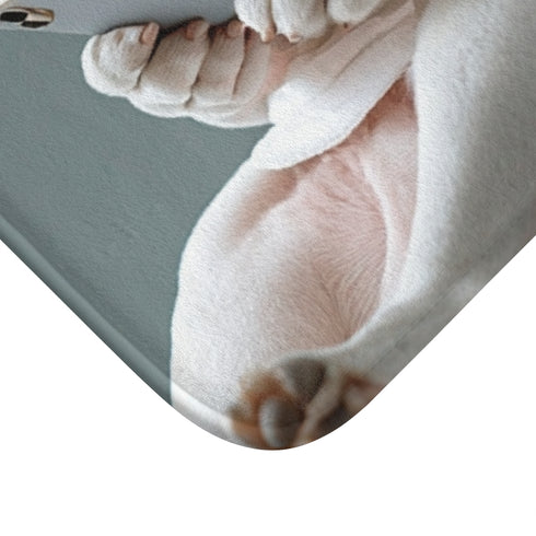 Side View of Big Bulldog Slumped Luxury Memory Foam Bath Mat - Microfibre Texture Close-Up