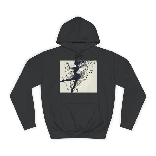 Graceful Dancer Silhouette & Musical Notes — Heavyweight Graphic Hoodie — Front Heavyweight Fleece Hoodie View