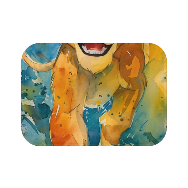 Simba Lion — 61×43 Memory Foam Bath Mat — Top-Down Velvet Microfibre Artwork View