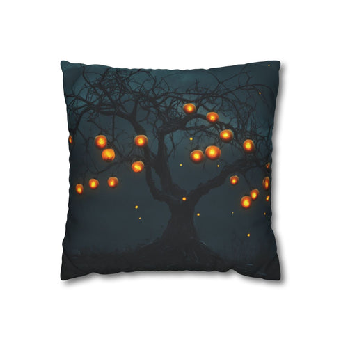 Skeleton Tree Bearing Glowing Fruit — Double-Sided Cushion Cover — Front Double-Sided Cushion View