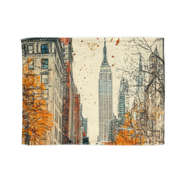 Sketch of Bustling New York City Capturing the Vibr — Plush Fleece Throw Blanket — Full Spread Plush Fleece Artwork View