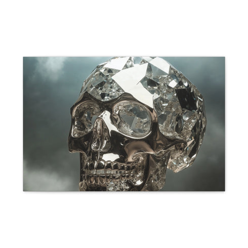Skull Made of Shattered Diamond — 24×16 Canvas Wall Art — Front Gallery-Wrapped Canvas View