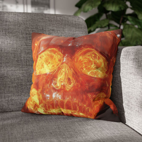 Skull Mountain Erupting Crystal Lava — Faux Suede Cushion Cover — Sofa & Living Room Lifestyle View