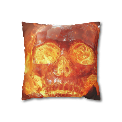 Skull Mountain Erupting Crystal Lava — Faux Suede Cushion Cover — Front 40×40 cm Square Cushion View