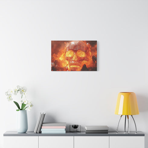Skull Mountain Erupting Crystal Lava — Stretched Canvas Wall Art — Living Room Wall Lifestyle View