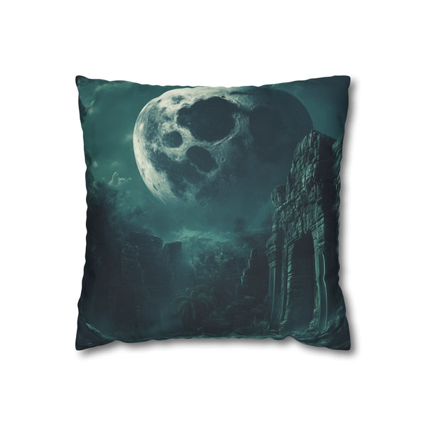 Skull Shaped Moon over Jungle Ruins (Edition III) — Double-Sided Cushion Cover — Front Double-Sided Cushion View