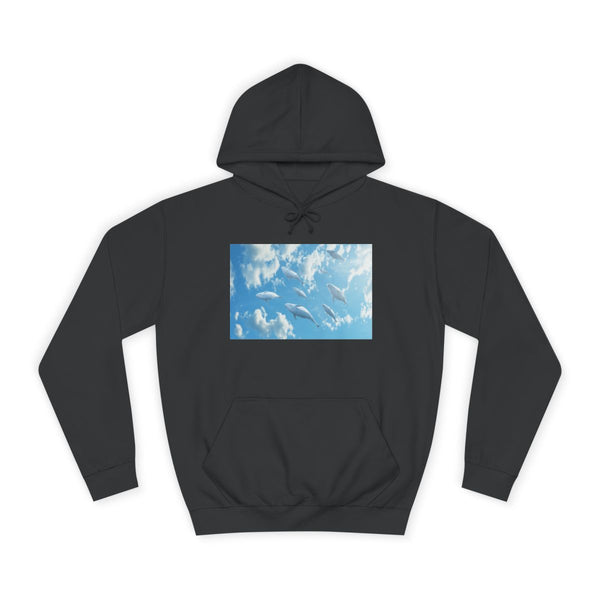 Sky Full of Floating Whales — Heavyweight Graphic Hoodie — Front Heavyweight Fleece Hoodie View