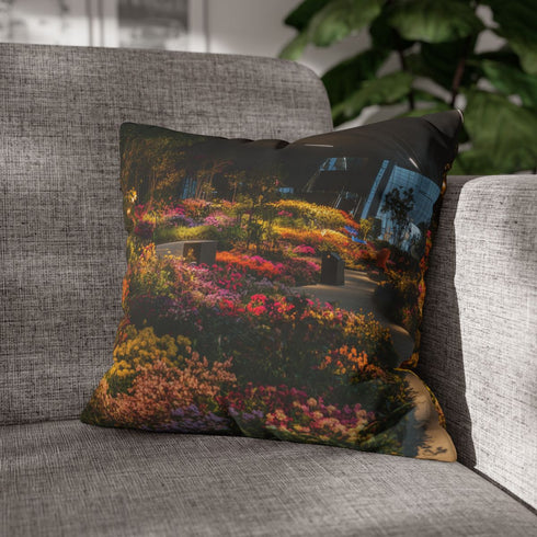 Sky Garden Blooming at Night — Double-Sided Cushion Cover — Sofa & Armchair Living Room Lifestyle View