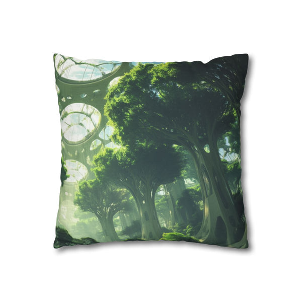 Sky Garden with Fractal Trees Double-Sided Square Cushion Cover