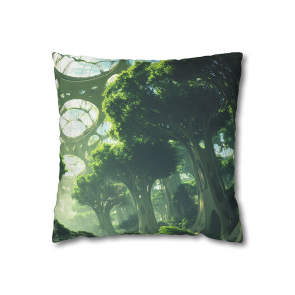 Sky Garden with Fractal Trees Double-Sided Square Cushion Cover