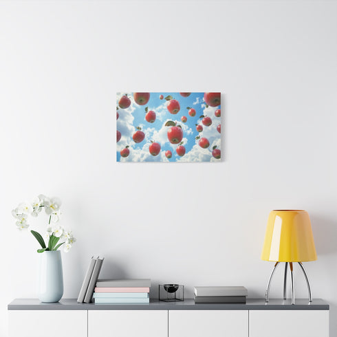Sky Orchard with Floating Apples — Stretched Canvas Wall Art — Living Room Wall Lifestyle View