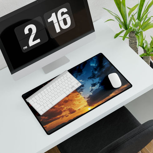 Sky Split Into Day and Night — XXL Gaming Desk Mat — Gaming & Workspace Desk Setup View